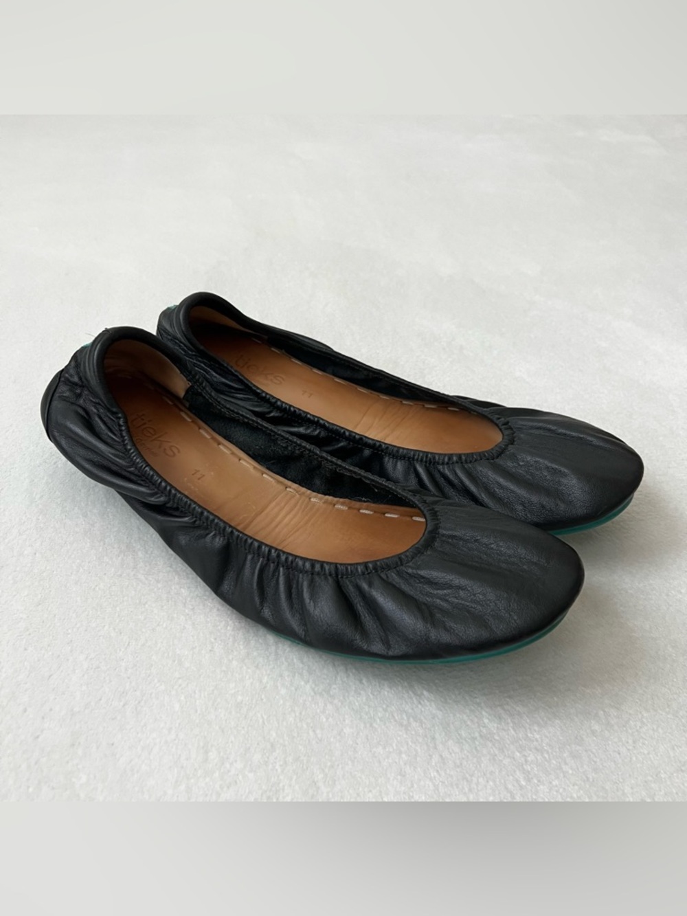 Tieks by Gavrieli Women's Leather Ballet Flats Matte Black Size 11